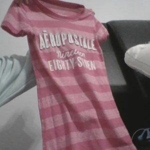 Pink and white areo tee